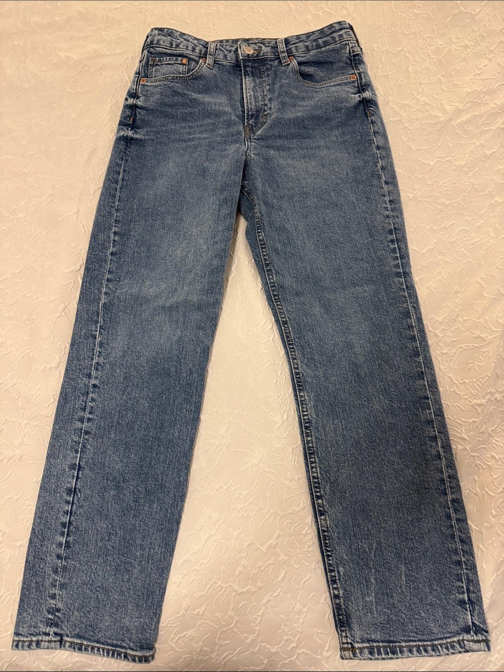 H&M Women's Straight-Leg Jeans in Light Blue
